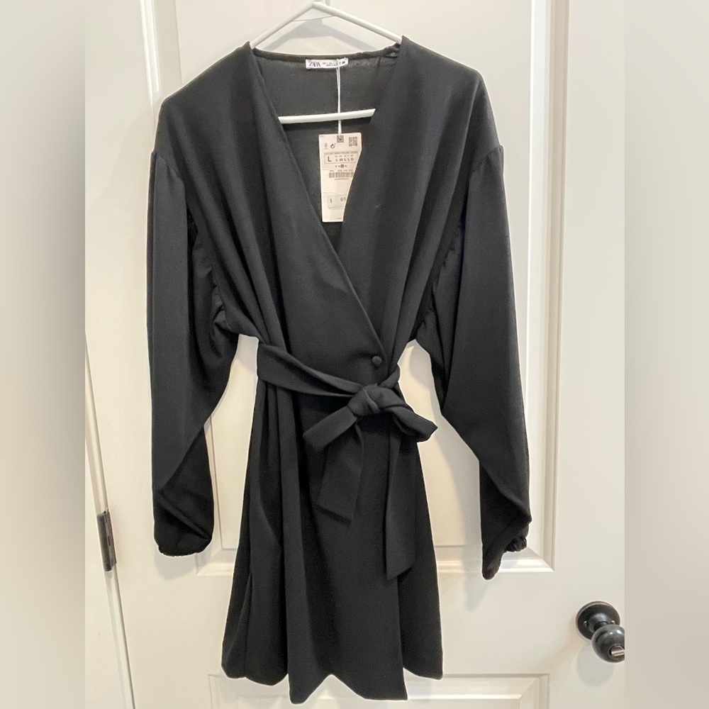NWT Zara black wrap around dress
